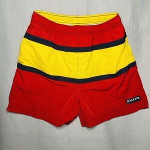 Chaps Ralph Lauren Red / Yellow Swim Trunks Size Large Vintage